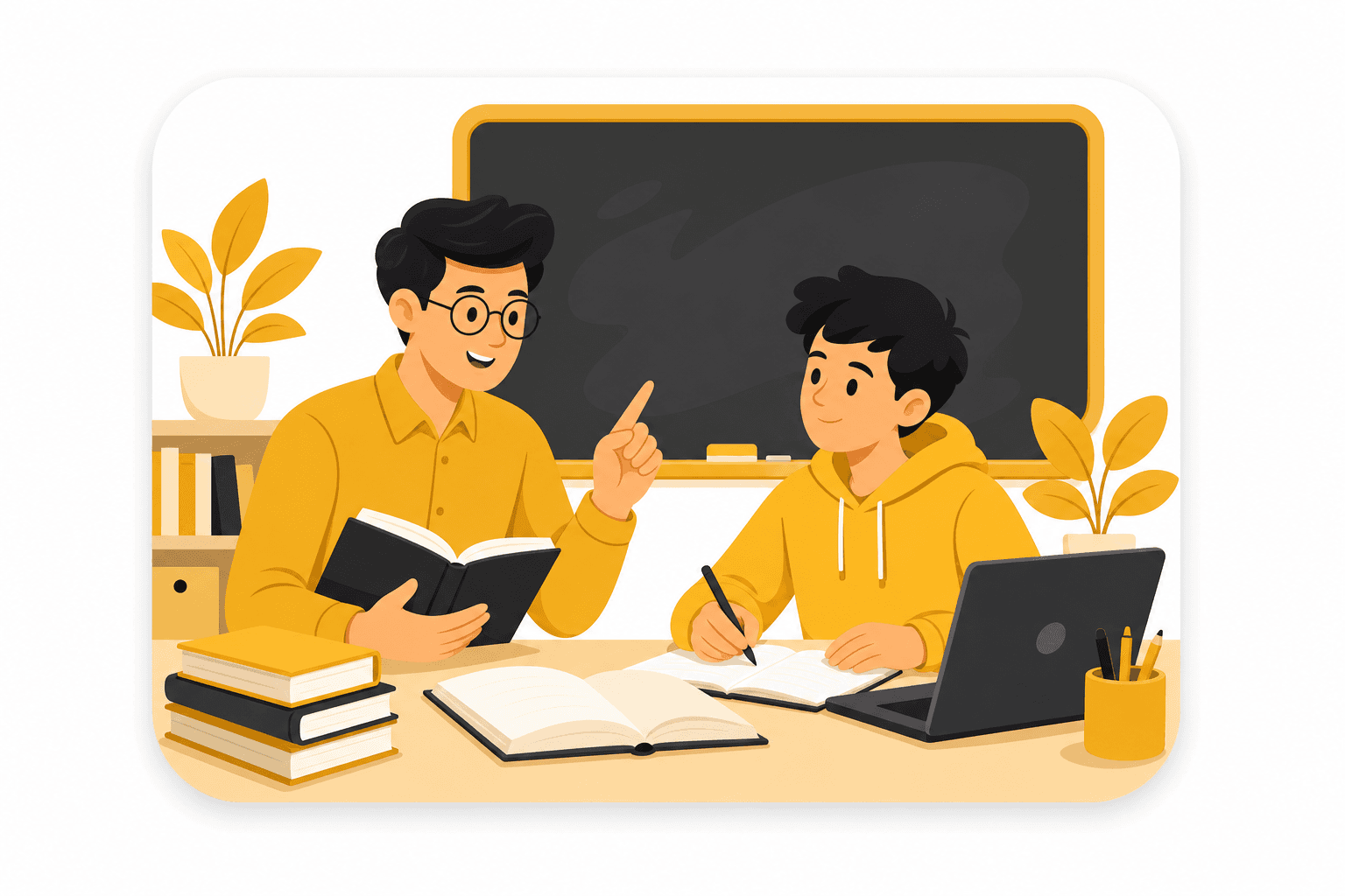 শিক্ষার্থীকে পড়াচ্ছেন প্রাইভেট টিউটর